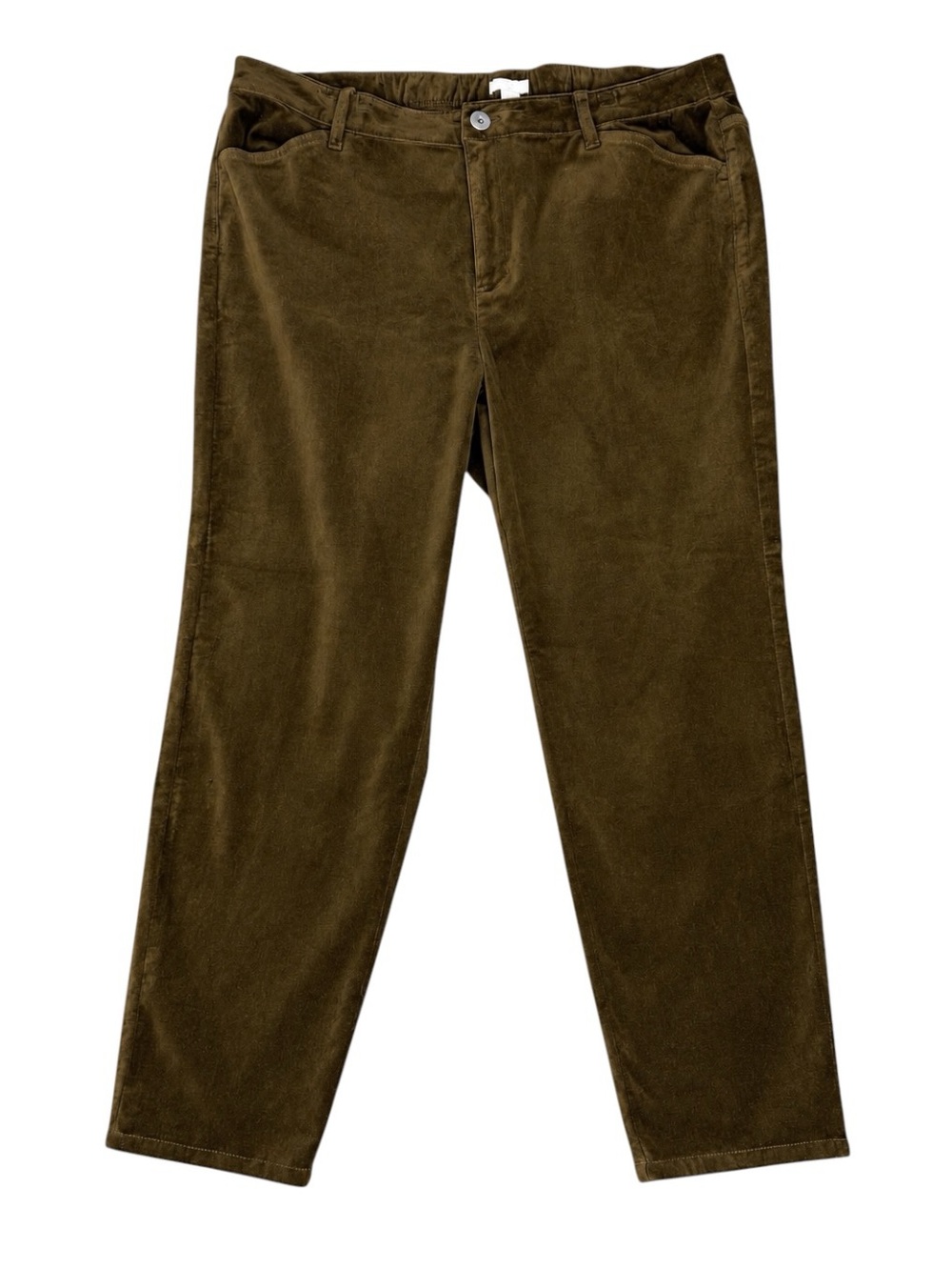 J.Jill Luxe Velveteen Brown Olive Stretch Pants Women’s Size 18 Petite NWO